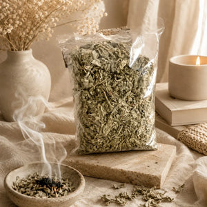 Loose White Sage Leaves (100g) by Talk to Crystals for energy cleansing, home purification, removing negative energy, meditation, smudging rituals, and attracting positive energy in India
