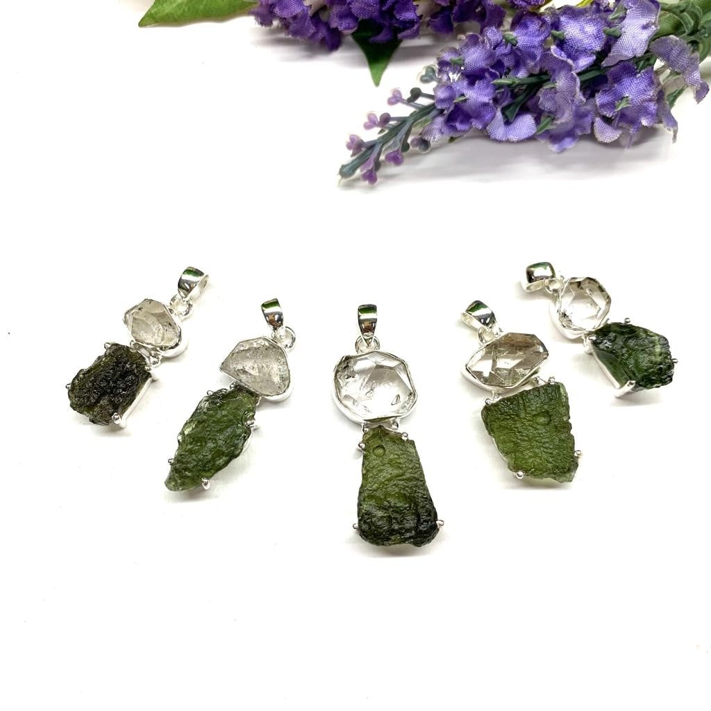 Moldavite and herkimer store diamond jewelry