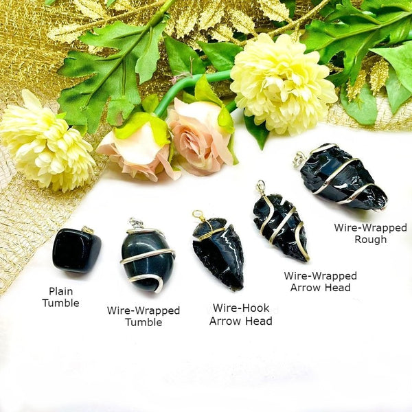 Black Obsidian Natural Shape Pendants (Psychic Protection)