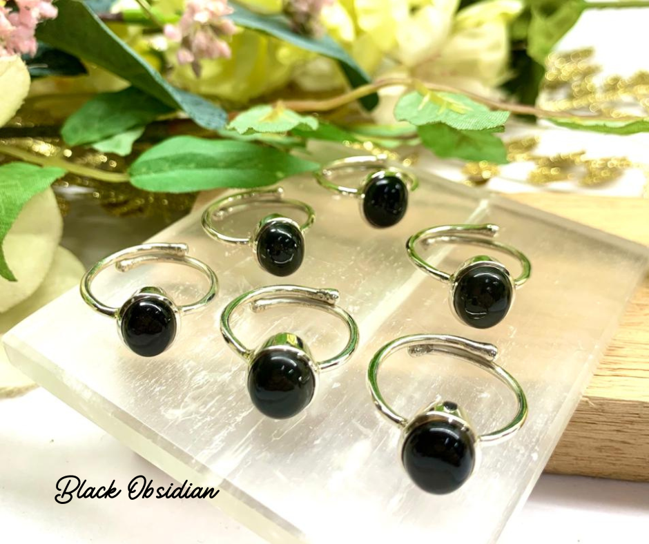 Black obsidian on sale crystal ring