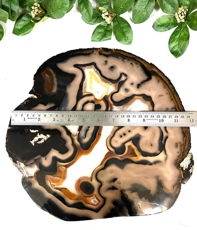 Large Agate Plate on Metal Stand