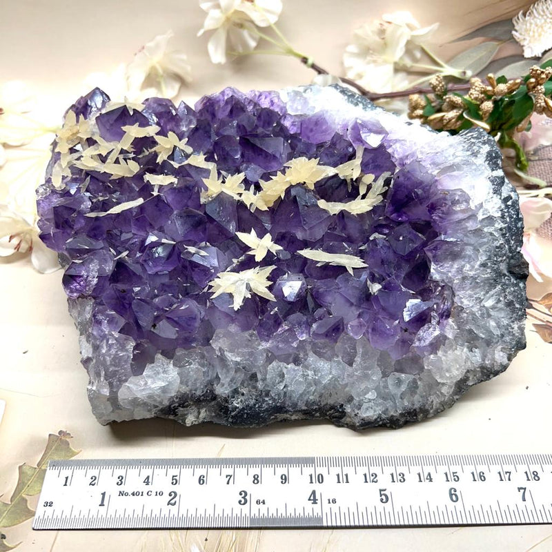 Amethyst Clusters with Calcite Flowers / Points (Remove negative energy)