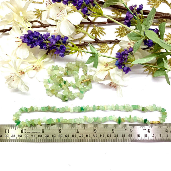 Green Aventurine 6mm Uncut Beads /Chips Necklace