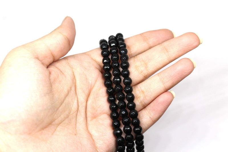 Black Onyx 6mm Faceted Round Bead Anklet