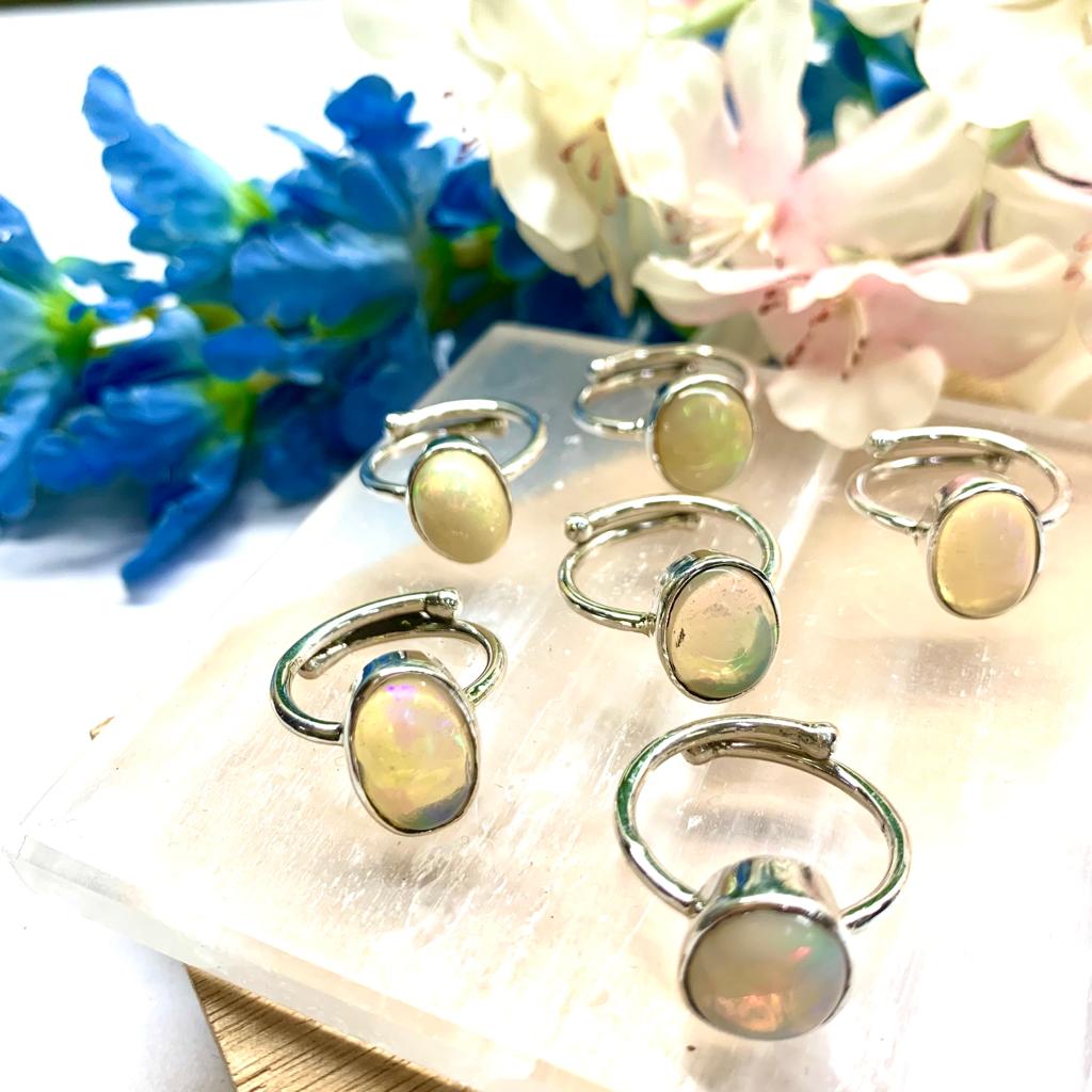 Ethiopian Opal Adjustable Ring in Silver (1 pc)