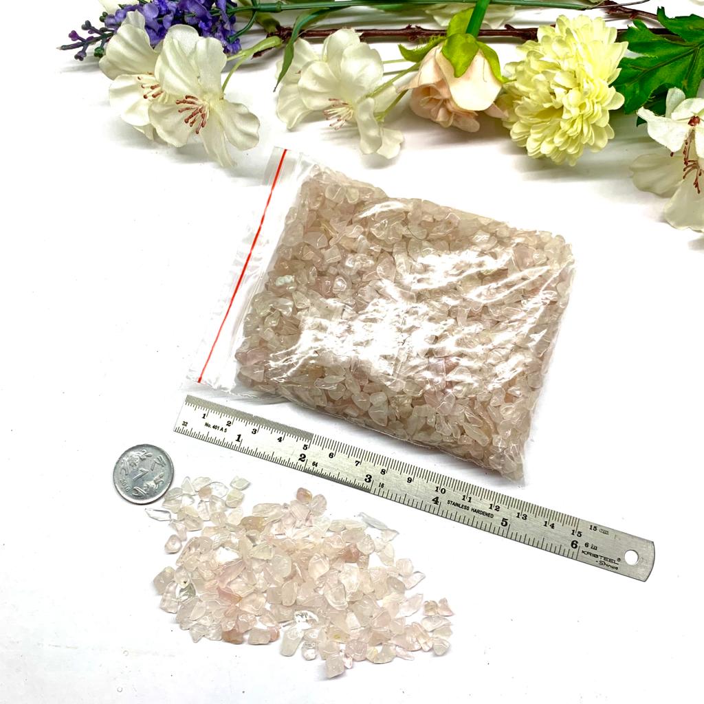 Rose Quartz Chips available online at Talk to Crystals