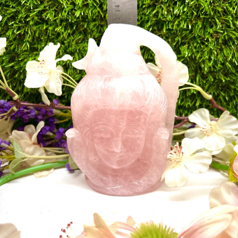 Shiva Head in Rose Quartz