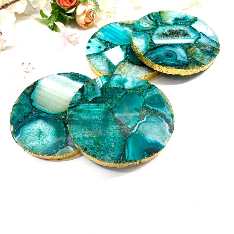 Round Agate Coasters with Gold Edging (Balance & Stability)