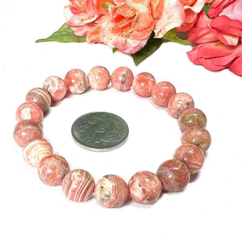 Rhodochrosite AAA Round Bead Bracelet (for Unconditional Self Love)