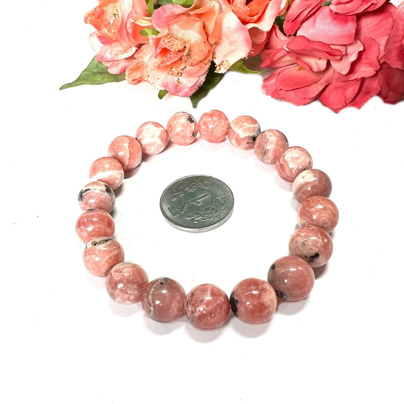 Rhodochrosite AAA Round Bead Bracelet (for Unconditional Self Love)