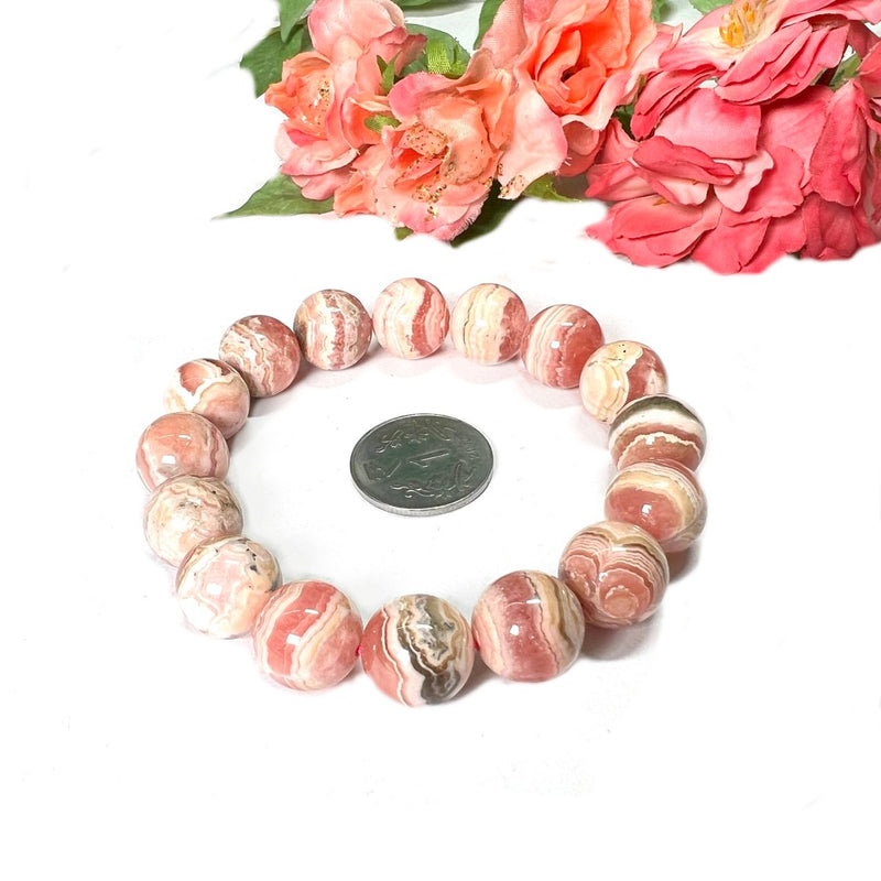 Rhodochrosite AAA Round Bead Bracelet (for Unconditional Self Love)