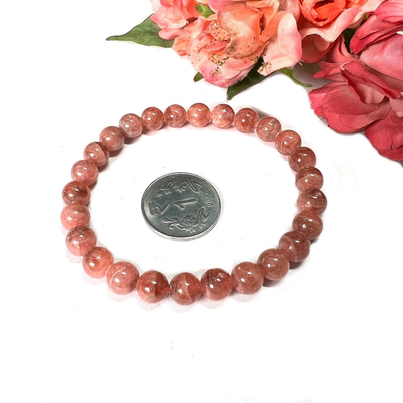 Rhodochrosite AAA Round Bead Bracelet (for Unconditional Self Love)