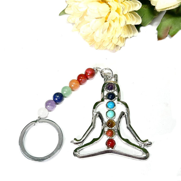 Meditation Pose Seven Chakra Key Ring