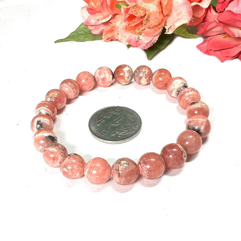 Rhodochrosite AAA Round Bead Bracelet (for Unconditional Self Love)