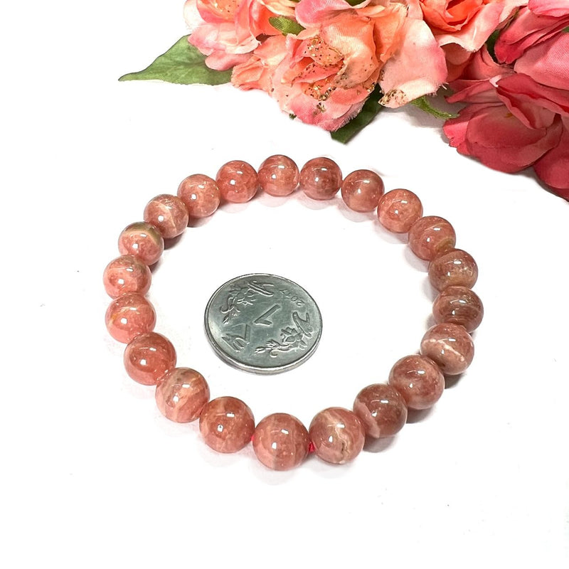 Rhodochrosite AAA Round Bead Bracelet (for Unconditional Self Love)