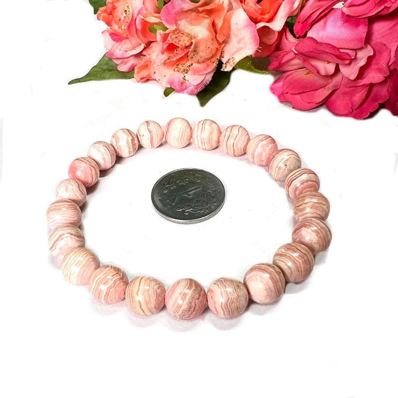 Rhodochrosite AAA Round Bead Bracelet (for Unconditional Self Love)