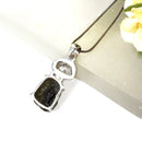 Moldavite and Herkimer Diamond Quartz Silver Pendant