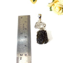 Moldavite and Herkimer Diamond Quartz Silver Pendant