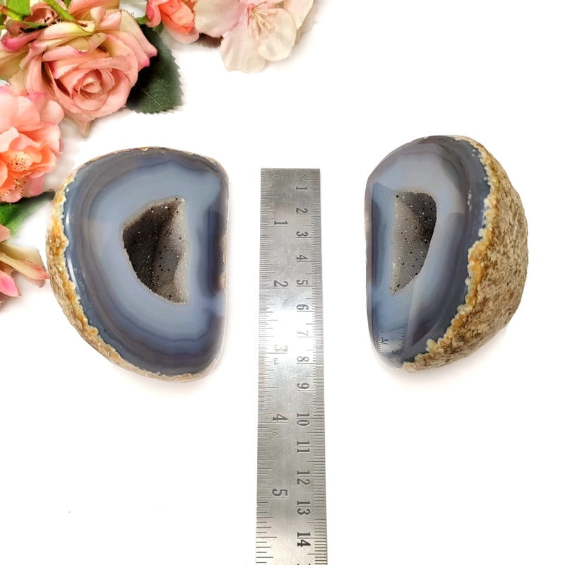 Agate Druzy Geode pairs (Balanced Thoughts & Emotions)