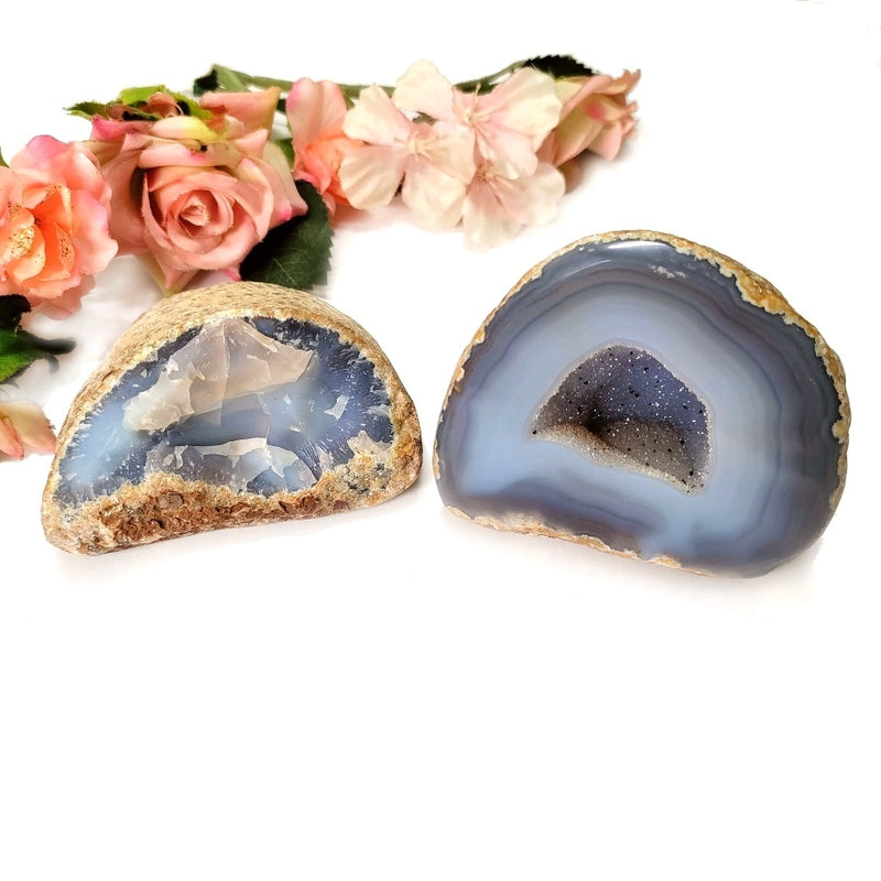 Agate Druzy Geode pairs (Balanced Thoughts & Emotions)