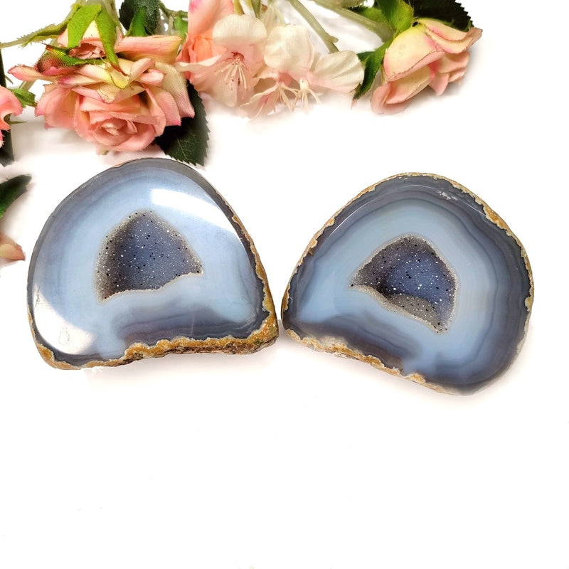 Agate Druzy Geode pairs (Balanced Thoughts & Emotions)