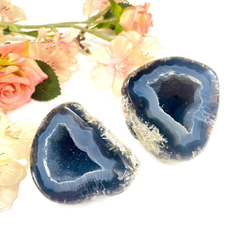 Agate Druzy Geode pairs (Balanced Thoughts & Emotions)