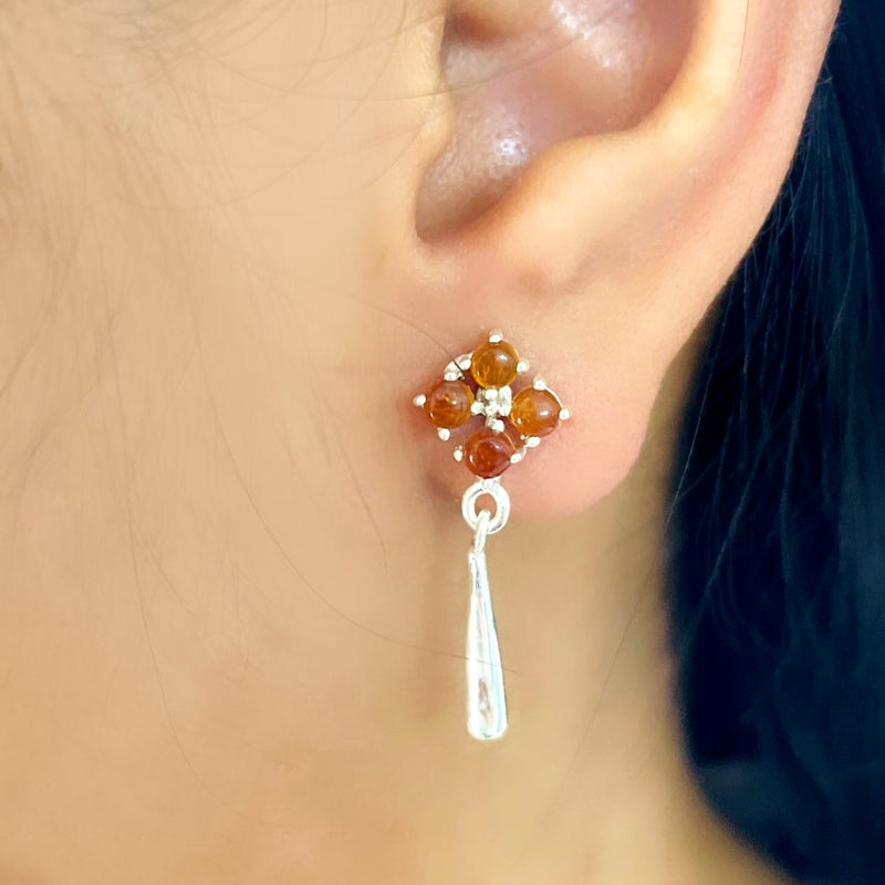 Amber Earrings in Silver