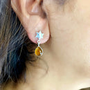 Amber Earrings in Silver