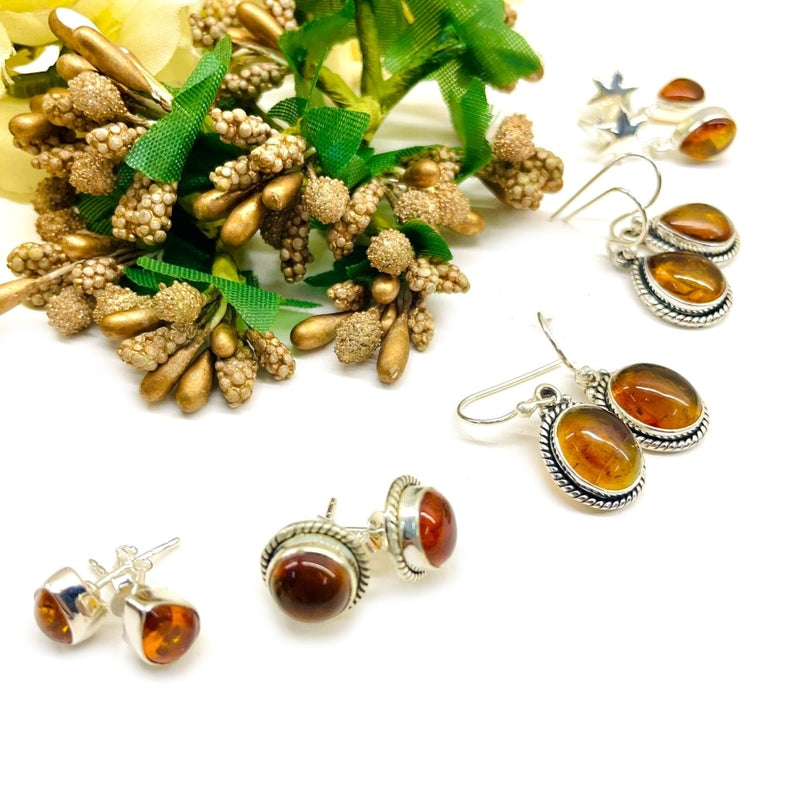 Amber Earrings in Silver