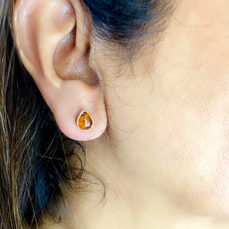 Amber Earrings in Silver