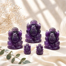 Amethyst Ganesha idols by Talk to Crystals, available in various sizes from 1 inch onwards, featuring natural healing crystals for wisdom, intuition, protection, meditation, spiritual growth, and auspicious beginnings in India