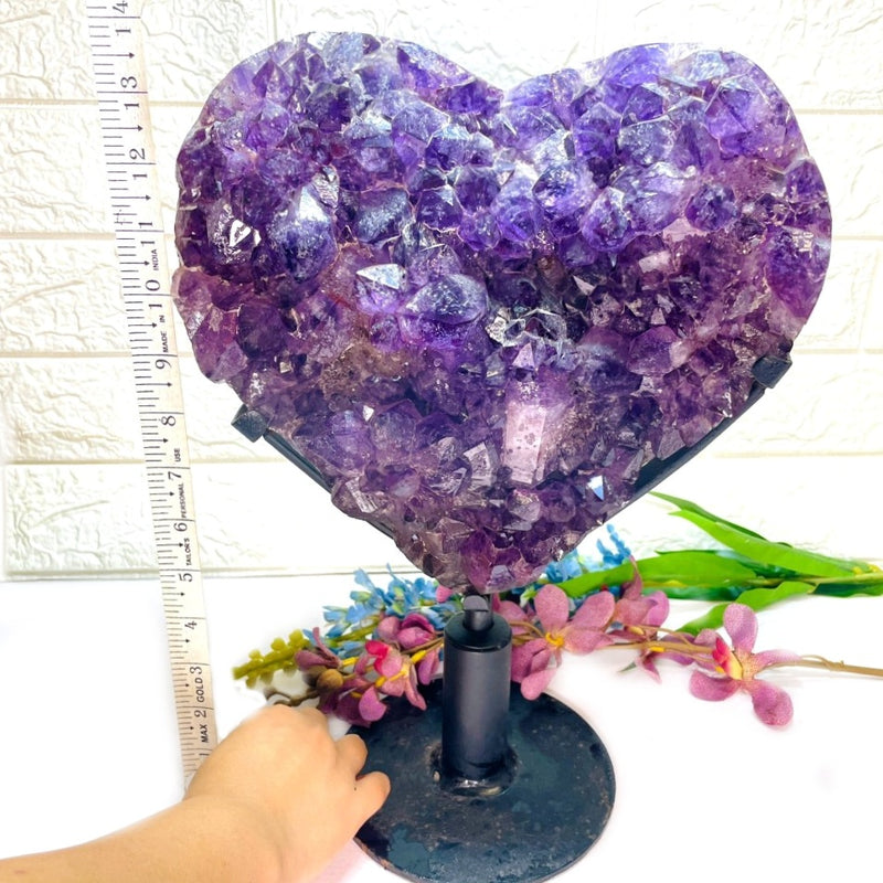 Amethyst AAA Quality Heart Shaped Cluster on Stand