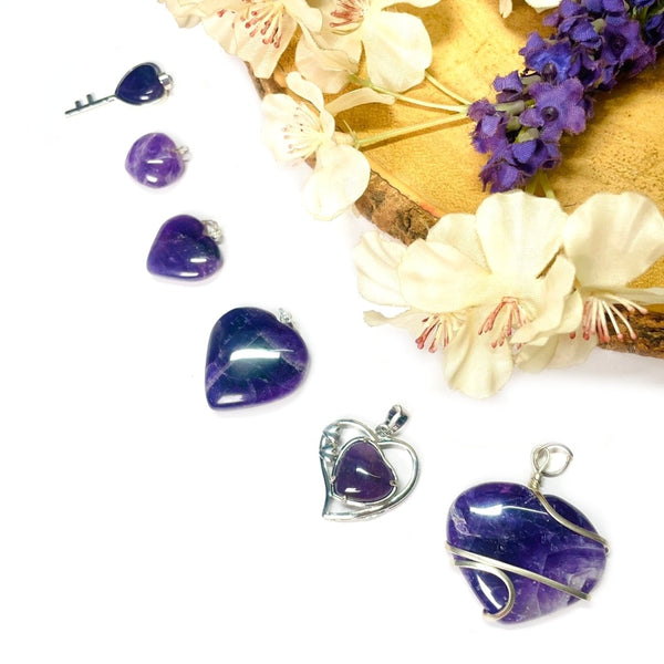 Amethyst Heart Shape Pendants (Calmness)