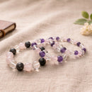 Amethyst, Rose Quartz and Clear Quartz Bracelet (Love and Calm)