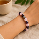 Amethyst & Rose Quartz Round Bead Bracelet (Peace and Harmony)