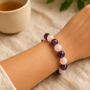 Amethyst & Rose Quartz Round Bead Bracelet (Peace and Harmony)