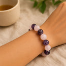 Amethyst & Rose Quartz Round Bead Bracelet (Peace and Harmony)