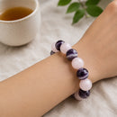 Amethyst & Rose Quartz Round Bead Bracelet (Peace and Harmony)