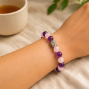 Amethyst & Rose Quartz Round Bead Bracelet (Peace and Harmony)