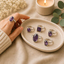 Amethyst crystal silver rings - Healing crystal jewelry by Talk to crystals