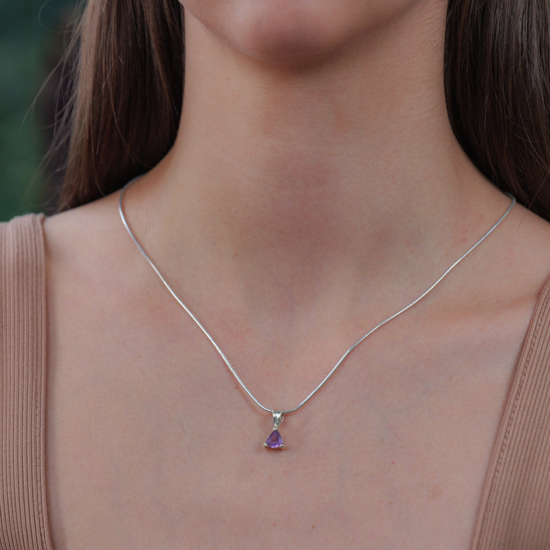 Amethyst Small Pendant in Silver
