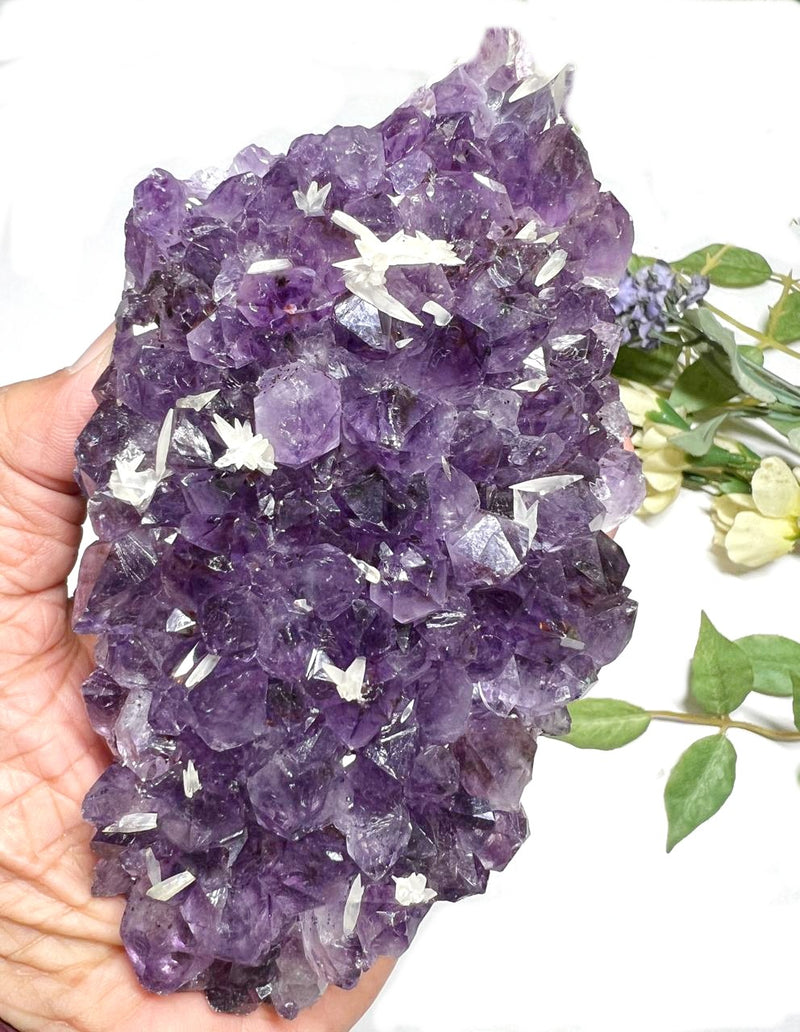 Amethyst Clusters with Calcite Flowers / Points (Remove negative energy)