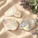 Angel Aura Quartz cluster by Talk to Crystals for spiritual connection, angel guidance, aura cleansing, meditation, spiritual purpose and uplifting energy.