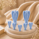 Natural Angelite angel idols by Talk to Crystals for divine guidance, spiritual connection, inner peace, intuition, meditation and Crown & Throat Chakra healing
