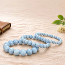Angelite round bead bracelet by Talk to Crystals for angel connection, peace, meditation, communication, clairvoyance and psychic gifts, available in various bead sizes.