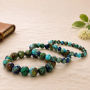 Azurite Malachite bracelet by Talk to Crystals for transformation, wisdom, intuition, concentration, deep energy cleansing and release of limiting energy patterns, available in various bead sizes
