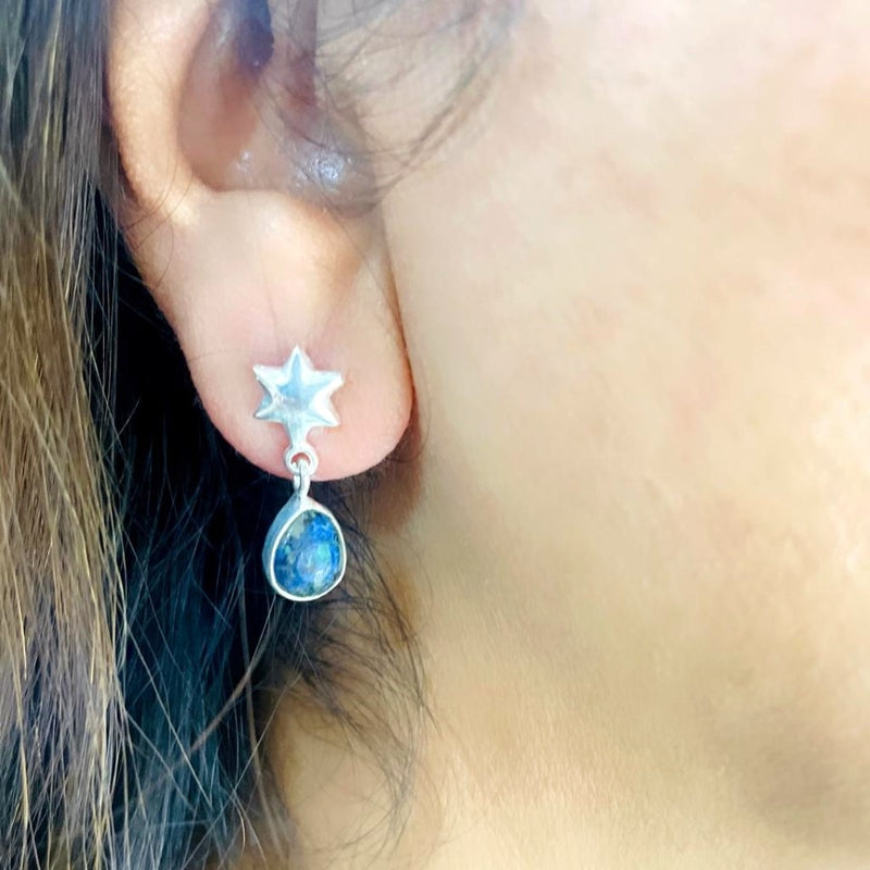 Azurite Malachite silver earrings