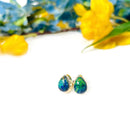 Azurite Malachite Earrings in Silver