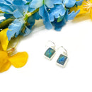 Azurite malachite Silver Rectangle Earrings
