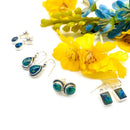 Azurite Malachite Earrings in Silver
